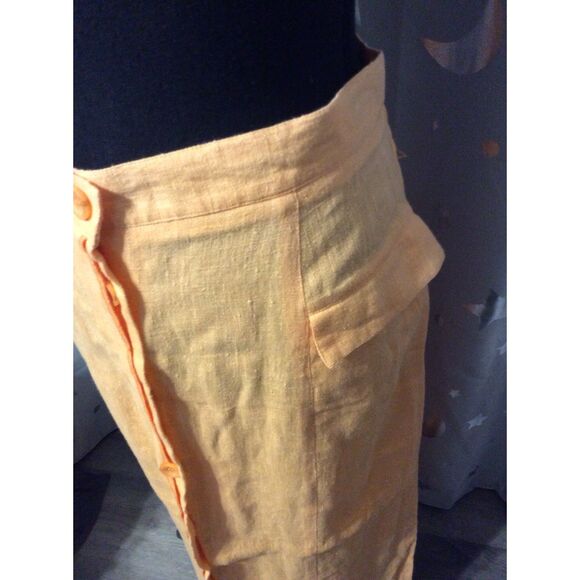 NWOT 100% Linen Plus Maxi Skirt Harve Benard 16 Pockets Button front Retro - Picture 2 of 5